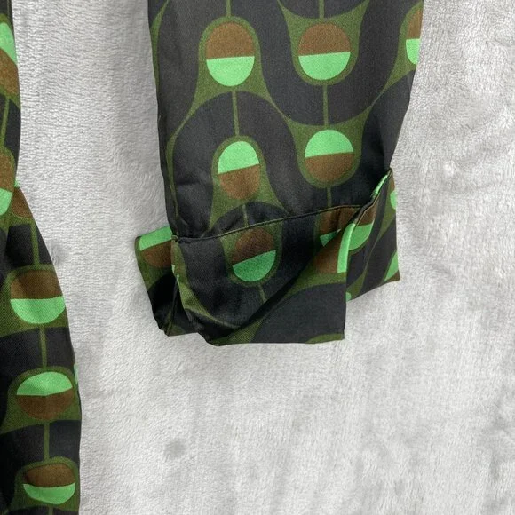 Zara Retro Printed Twill Wrap Shirt Midi Dress Disco Long Sleeve - Picture 5 of 15